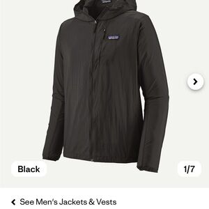 Patagonia Men’s Houdini Jacket Black Windbreaker Hooded with Full Zipper